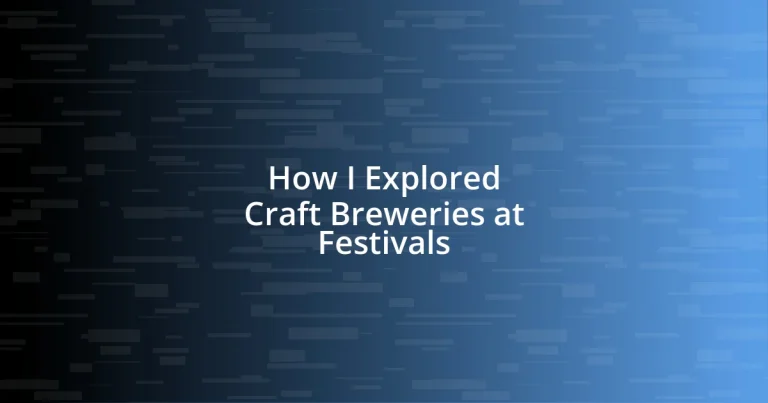 How I Explored Craft Breweries at Festivals