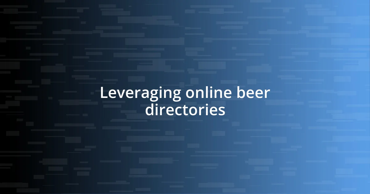 Leveraging online beer directories