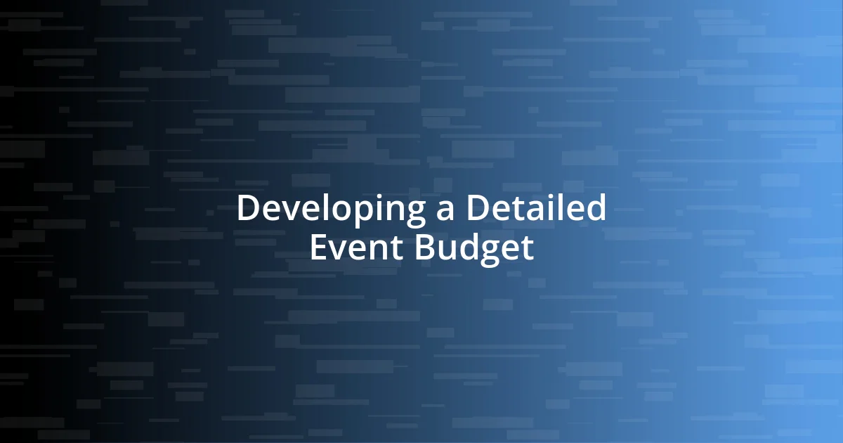 Developing a Detailed Event Budget