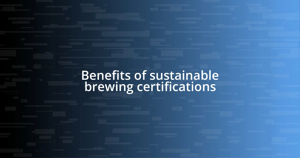 Benefits of sustainable brewing certifications