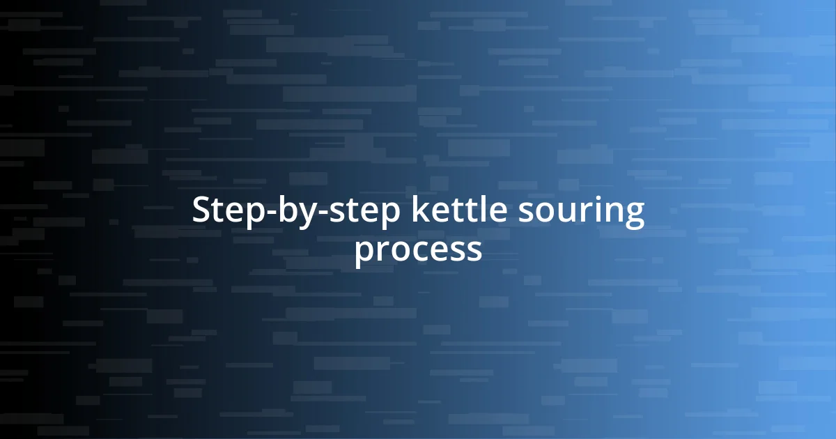 Step-by-step kettle souring process