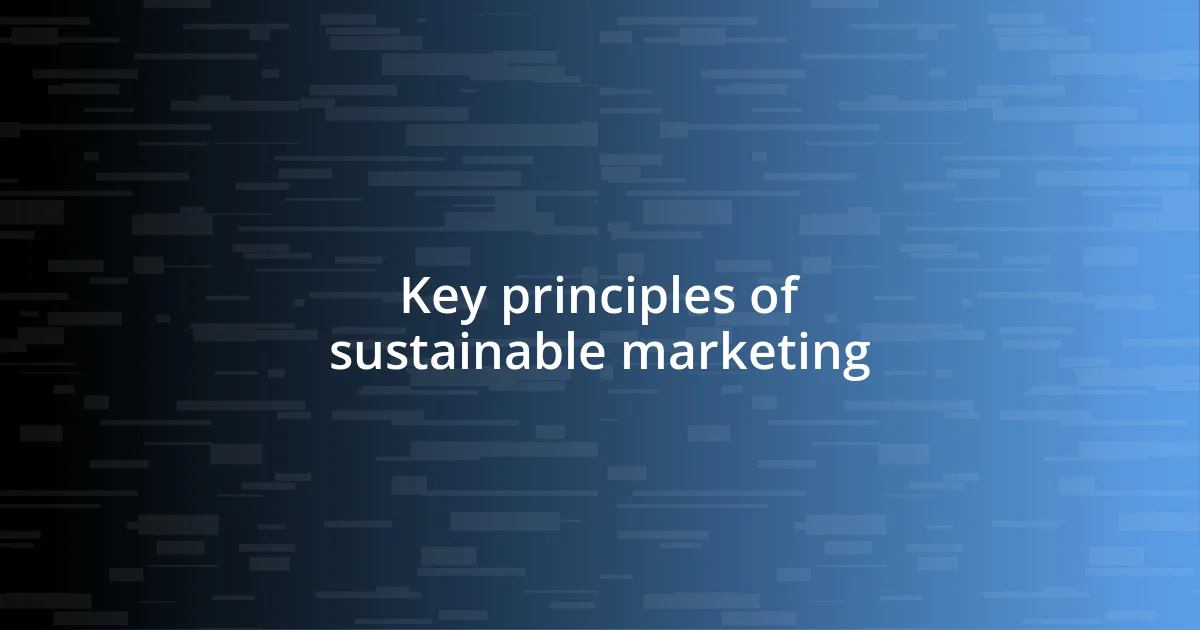 Key principles of sustainable marketing