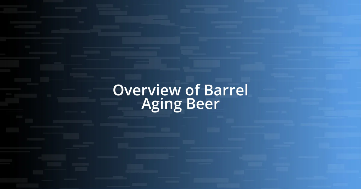 Overview of Barrel Aging Beer