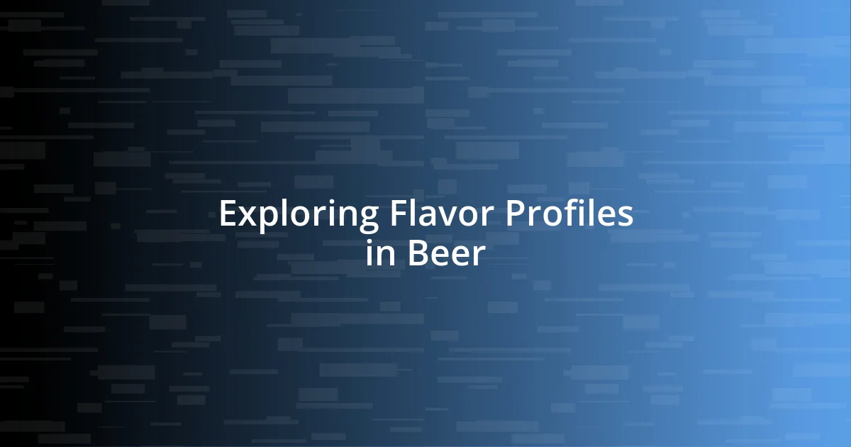 Exploring Flavor Profiles in Beer